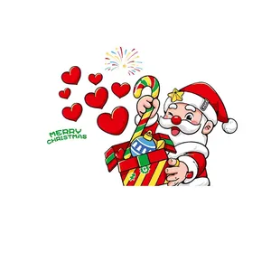 Stickers de fenêtre Père Noël avec boîte cadeau et illustrations de sucre d'orge