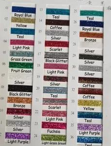36-color palette card of 2.5cm glitter velvet ribbons for DIY gift wrapping and crafts