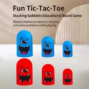Nesting Tic-Tac-Toe strategic board game with colorful monster characters for kids