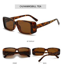 Detaillierte Mehrfachansicht der quadratischen Retro-Sonnenbrille mit Schildpatt-Muster