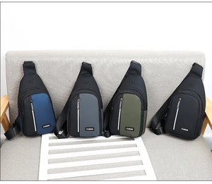 Oxford fabric chest bags for men in four colors featuring multi-zipper pockets