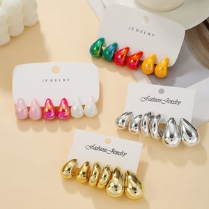 Acrylic Waterdrop Stud Earrings For Women Fashion Geometric Accessories Iridescent Gold Silver Earrings Jewelry