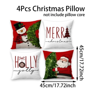 Detail view of four Christmas pillow covers with 45cm dimensions and fabric texture