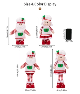 Größentabelle für Weihnachts-Chef-Plüschpuppen mit Weihnachtsmann- und Schneemannfiguren