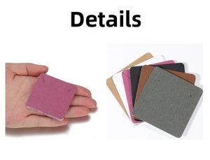 Detail view of square jewelry display cards in multiple colors with pre-cut hanging holes
