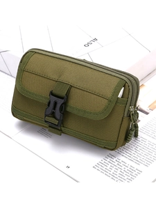 Green vertical nylon tactical phone pouch with belt loop and buckle for outdoor use