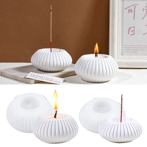 Moule En Silicone Pour Porte-Encens Sphérique Et Base De Bougie Nervurée Outil De Bricolage En Résine Et Plâtre