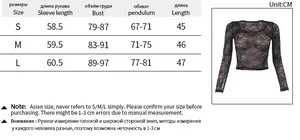 Guide des tailles du haut en dentelle avec mesures S, M et L détaillées en CM