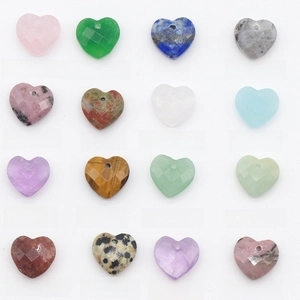 Collection of 12mm faceted heart-shaped natural crystal pendants for DIY jewelry making