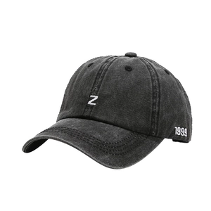 Casquette vintage gris foncé délavé avec broderie Z et détail latéral 1999
