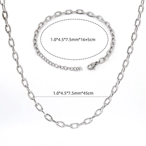 Detailed view of 304 stainless steel embossed chain necklace and bracelet dimensions