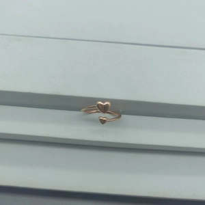 Minimalist S925 sterling silver double heart open ring in rose gold for women