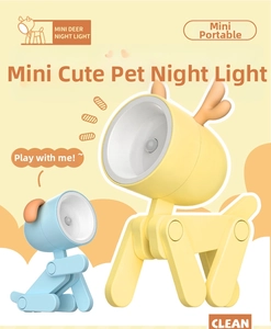 Adjustable mini deer LED night light in yellow and blue colors for desk decor