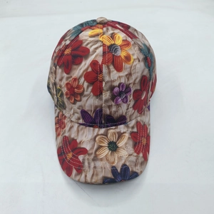 Stylish 3D floral print baseball cap for women with vibrant colors and textured fabric
