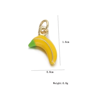 Detailed banana pendant dimensions 1.6cm by 0.8cm in yellow copper jewelry accessory