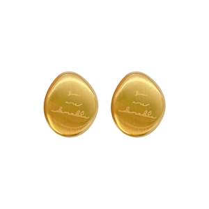 Minimalist egg-shaped gold titanium steel earrings with You are valuable engraving