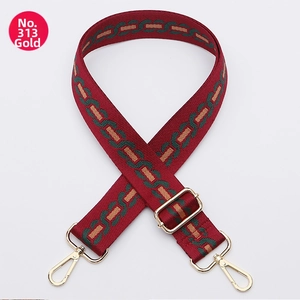 Adjustable wide replacement strap with geometric pattern and gold hardware hooks