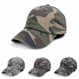 Camouflage Baseball Cap Cotton Adjustable Curved Brim Soft Top Outdoor Hiking Sun Hat For Men Women
