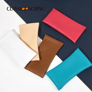 Portable PU leather glasses pouch in five vibrant colors with minimalist flat design