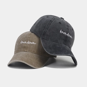 Casquettes de baseball en coton délavé anthracite et kaki avec broderie baba