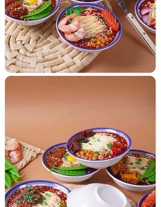 Modello realistico di ciotola di ramen con gamberi e uova per decorazione di ristoranti