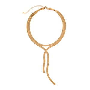 Minimalist double layer golden herringbone snake chain necklace for women