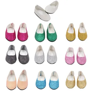Glitter Doll Shoes Sequin Round Toe Flat Slip On Sparkling Fashionable Toy Accessory For Girl Dolls