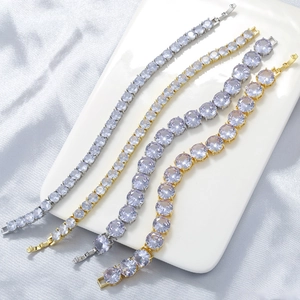 Luxury Copper Zirconia Tennis Bracelet For Women Men Hip Hop Round Cut Row Chain Bracelet Fashion Commute Jewelry Gift