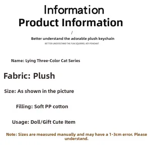 Detailed material specification of plush Persian cat keychain filled with soft PP cotton