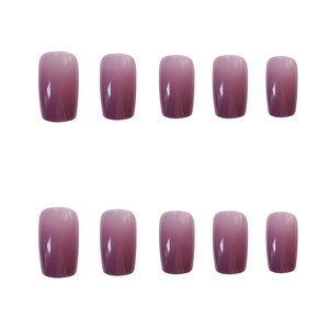 Glossy deep pink medium rectangular artificial nails in a two-row layout on white background