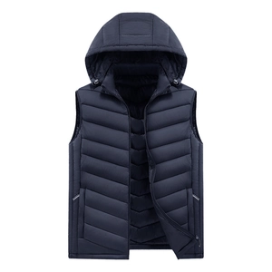 Gilet da Uomo con Cappuccio Trapuntato Ispessito Antivento Giacca Senza Maniche con Tasche a Cerniera Poliestere Caldo Casuale
