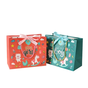 Children's birthday gift bags for boys and girls with ribbon handles and cute cartoon prints
