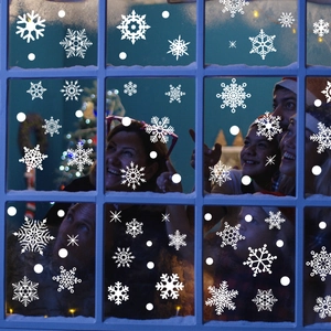 Christmas Snowflake Window Stickers PVC Static Cling Removable Decals Xmas New Year Glass Door Decor