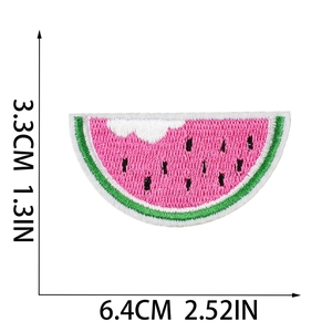Watermelon fruit embroidery patch with 3.3x6.4cm size dimensions on white background
