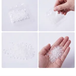 Detailed view of clear artificial rice grains made of high-quality synthetic resin material