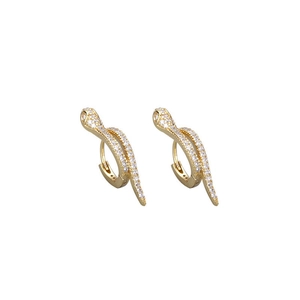925 silver snake hoop earrings with gold plating and white cubic zirconia accents