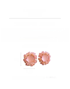 Detailed view of pink flower stud earrings with S925 silver needles and resin petals