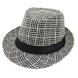 Cappello Fedora In Paglia Di Carta Intrecciata Motivo A Griglia Tesa Corta Protezione Solare Berretto Jazz Unisex