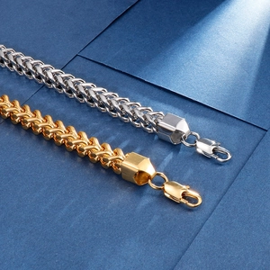 Minimalist stainless steel wheat chain necklace with lobster clasp in gold and silver finish