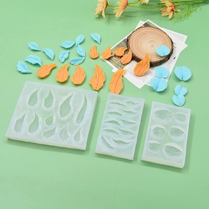 Leaf silicone mold set for fondant cake decoration with realistic vein textures
