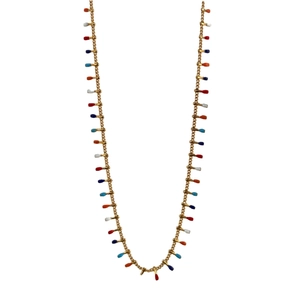18k gold plated stainless steel waist chain with colorful drip glaze tassel pendants
