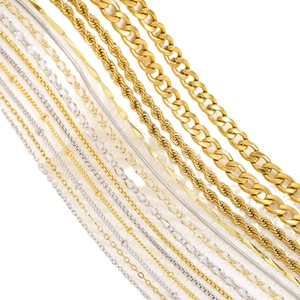 Assorted 18k gold and silver plated DIY necklace chains in various stylish textures