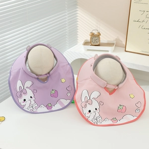 Kids wide brim sun visor with cute bunny print and adjustable strap in pink and purple