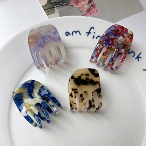 Assorted medium acetate hollow claw clips with vintage patterns for ponytails