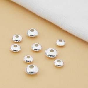 Cuentas espaciadoras planas de plata de ley 925 para joyería DIY en varios tamaños
