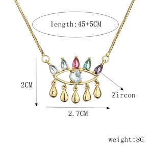 Tableau des tailles détaillé du collier œil maléfique doré avec pierres de zircon