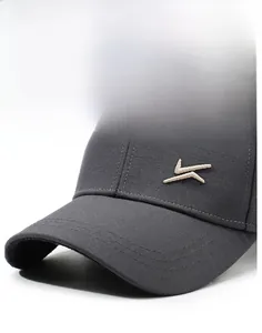Detailed view of grey baseball cap with high-quality twill fabric and premium embroidery