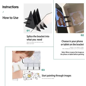 Optical tracing board kit with phone stand for sketching and image projection drawing