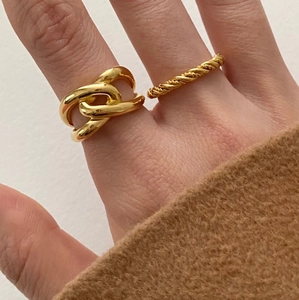 925 Sterling Silver Gold Rings featuring bold chain link and twisted rope designs