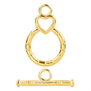 Gold stainless steel OT toggle clasp with heart detail for DIY necklace making